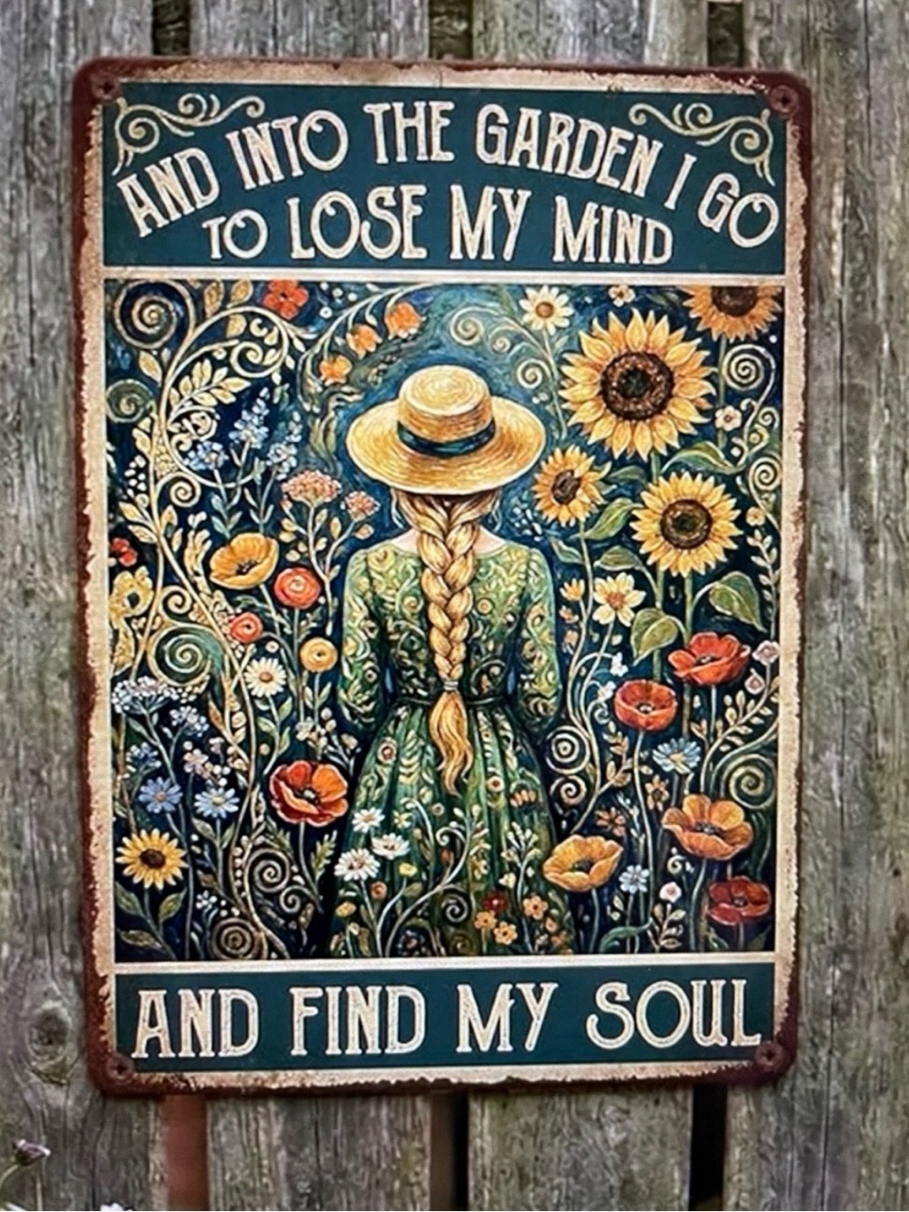 Garden Quote Wall Art Sign in Green and Yellow